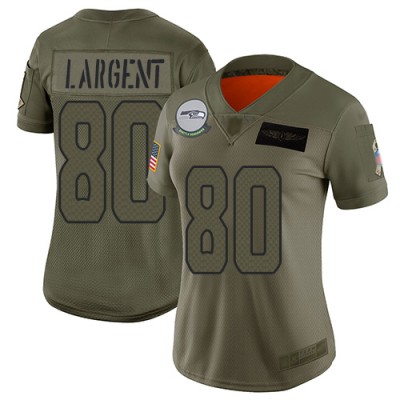 Nike Seattle Seahawks #80 Steve Largent Camo Women's Stitched NFL Limited 2019 Salute to Service Jersey